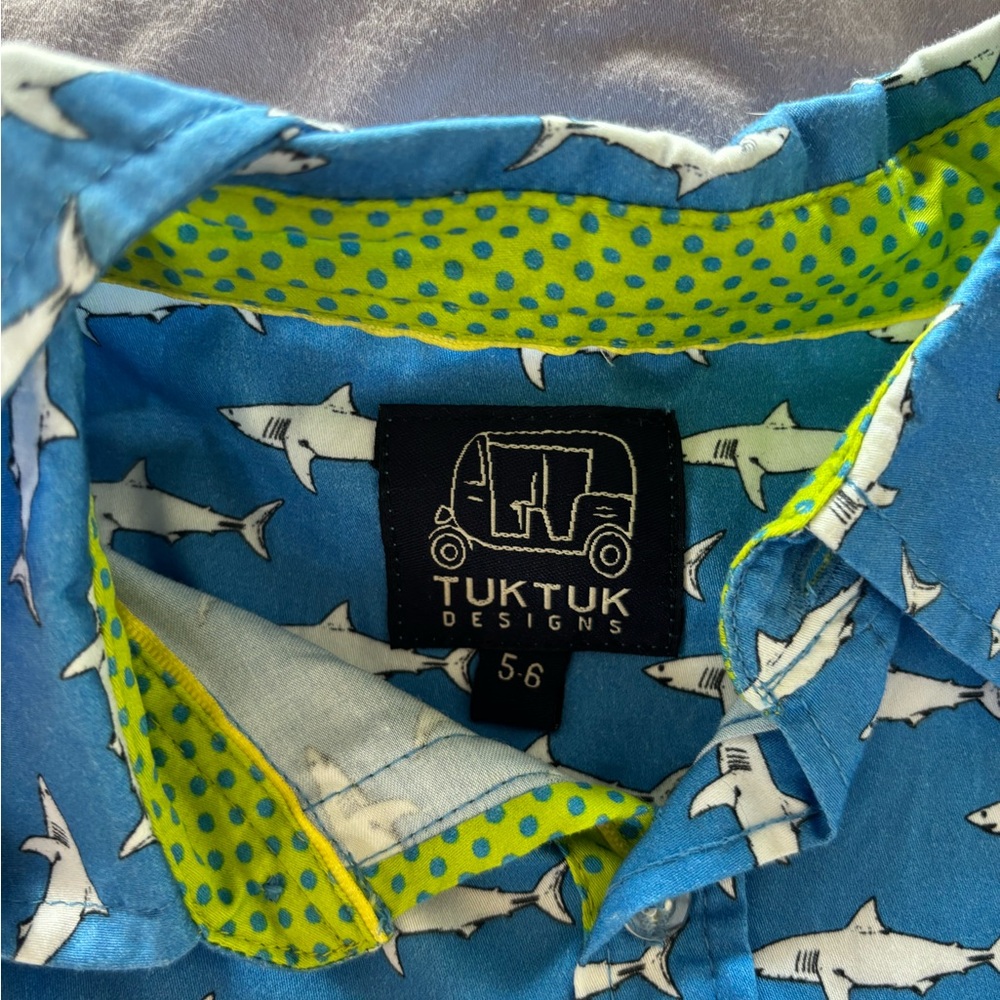 Tuktuk Designs Blue Shark Print Shirt